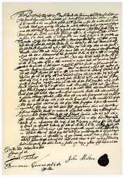 Accord entre John Millton et Samuel Symons, 27 avril 1667