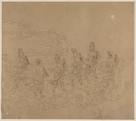 Album de thèmes taoïstes et bouddhistes : Procession de divinités taoïstes : Feuille 24