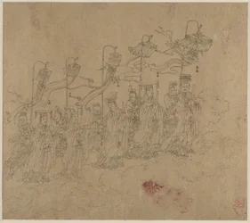 Album de Thèmes Taoïstes et Bouddhistes : Procession de Divinités Taoïstes : Feuille 5, 1200s
