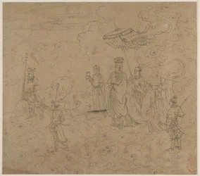 Album de thèmes taoïstes et bouddhistes : Procession de divinités taoïstes : Feuille 8, 1200s