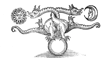 Symbole alchimique représentant la transmutation des métaux de base en argent et or, 1652