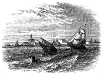 Alexandrie depuis la mer, Égypte, vers 1890