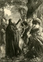 Alfred le Grand, déguisé en harpiste, jouant devant Guthrum, 878, 1890