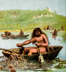 Un ancien Breton dans son bateau, vers 1850