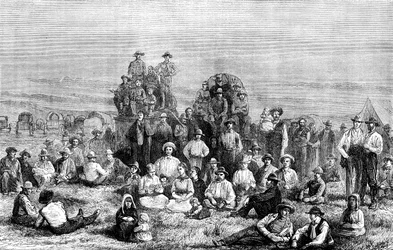 Un campement de convertis mormons dans le désert, vers 1846