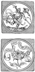 Anciennes cartes à jouer : Valet et As, 1833