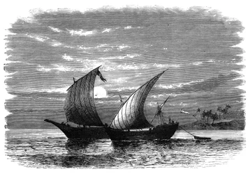 Dhows arabes sur la mer Rouge, vers 1890