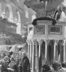 ...Archevêque de Canterbury prêchant...après la mort de la reine Victoria, 1902, 1901