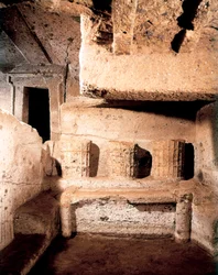 Architecture étrusque : tombe à cloche. 7ème siècle avant JC. Cerveteri. Nécropole de Monte Abatone. Italie