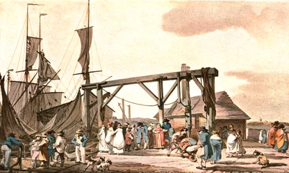 Arrivée du Hoy à Margate, 1808, vers 1900