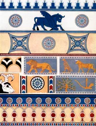 Motif de brique et de tuile assyrien