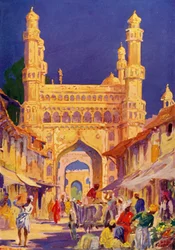 Au Char Minar à Hyderabad, vers 1948