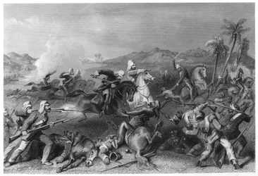 Attaque des mutins de Sealkote par la cavalerie irrégulière du général Nicholson, 1857, vers 1860