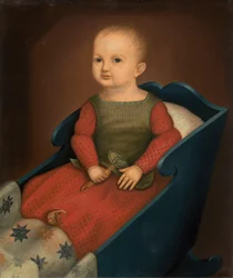 Bébé dans un berceau bleu