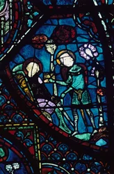Baudoin soigne le mourant Roland, vitrail, Cathédrale de Chartres, France, 1194-1260
