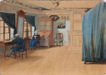 Intérieur de chambre. Comte Yegor Frantsevich Kankrin 1774-1845 à son bureau, années 1820