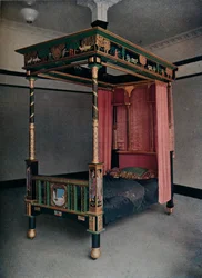 Lit décoré par Jessie Bayes, vers 1913