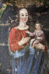 Chapelle baroque de Bionnassay. Vierge Marie et Jésus. France