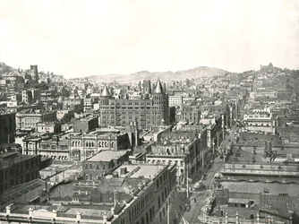 Vue aérienne depuis la tour du Chronicle Building, San Francisco, USA