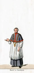 Évêque en robe de maison, costume pour la pièce de Shakespeare, Henry VIII, XIXe siècle