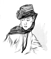 Chapeau noir en crêpe avec chrysanthème en soie et voile de deuil, 1915