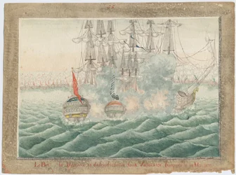 Le brig Mercury combattant deux navires turcs le 14 mai 1829, 1829