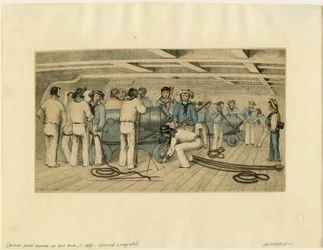 Artilleurs navals britanniques sur le pont des canons, c. 1850