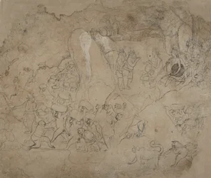 Construction du pont vers Lanka, vers 1800