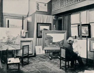 C. Cazin dans son atelier, vers 1897