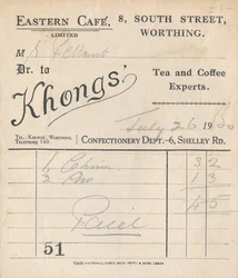 Reçu de café, 1950
