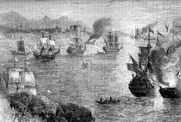 Défaite de la flotte espagnole par le capitaine Morgan, années 1660, vers 1880