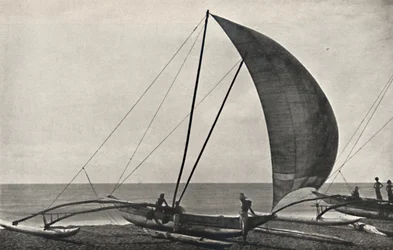 Bateau de pêcheurs ceylanais avec balancier, 1926