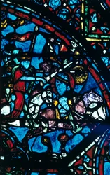 Charlemagne combat les Sarrasins, vitrail, cathédrale de Chartres, France, vers 1225