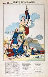 Chœur des Girondins, feuille de chanson, guerre franco-prussienne, 1870-1871