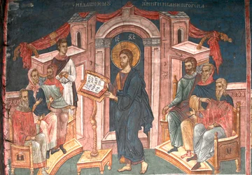 Christ dans la synagogue de Nazareth, vers 1350