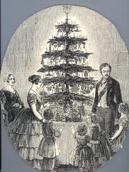 Noël avec la reine Victoria, le prince Albert, leurs enfants et la mère de la reine Victoria, en 1848