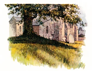 Cimetière à Tolpuddle montrant la tombe de James Hammett, 1934