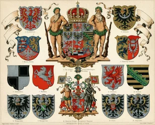 Armoiries du Royaume de Prusse et des provinces, Meyers Großes Konversations-Lexikon, 1883