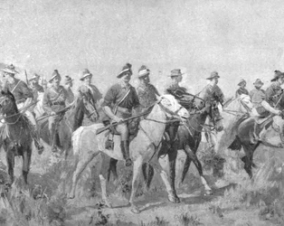 Troupes coloniales en Afrique du Sud, 1899-1901 : Bushmen australiens en marche, 1901