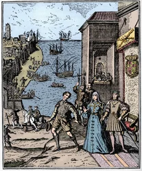 Colomb avec Ferdinand et Isabelle, 3 août 1492, 1912
