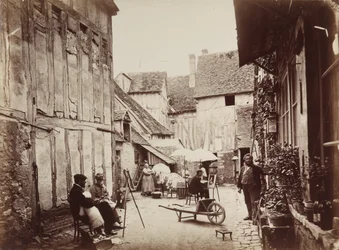 Cour avec des peintres, fin des années 1860
