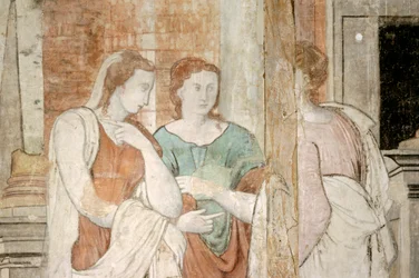 Cupidon et Psyché, fresque murale, Hill Hall, Theydon Mount, Essex