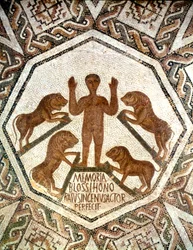 Daniel dans la fosse aux lions, mosaïque romaine, 5ème siècle