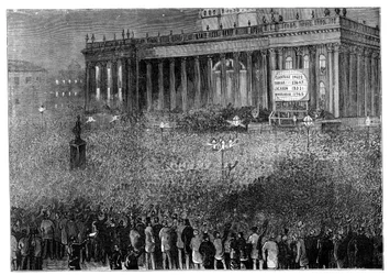Annonce du résultat du scrutin lors des élections générales, Leeds, West Yorkshire, 1880