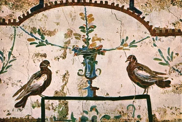 Décoration dans les catacombes de Praetextatus sur la Via Appia, Rome, Italie, 1928