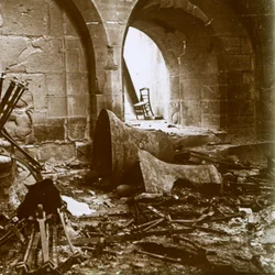 Église détruite, Marne, nord de la France, vers 1914