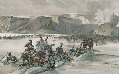 Destruction des Russes en retraite au lac Satschan, 1805, 1896