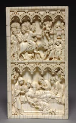Diptyque avec des scènes de la vie du Christ aile droite : Entrée à Jérusalem et Mise au tombeau, vers 13e siècle