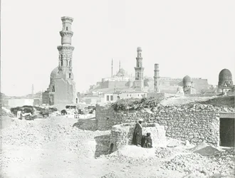 Vue lointaine de la citadelle, Le Caire, Égypte, 1895