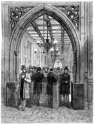 Barrière de division et hall, Chambre des communes, Westminster, Londres, XIXe siècle
